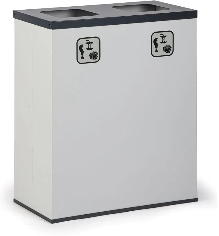 Kôš na triedený odpad 2x 70 L, úchyt na vrece, sivý/čierny