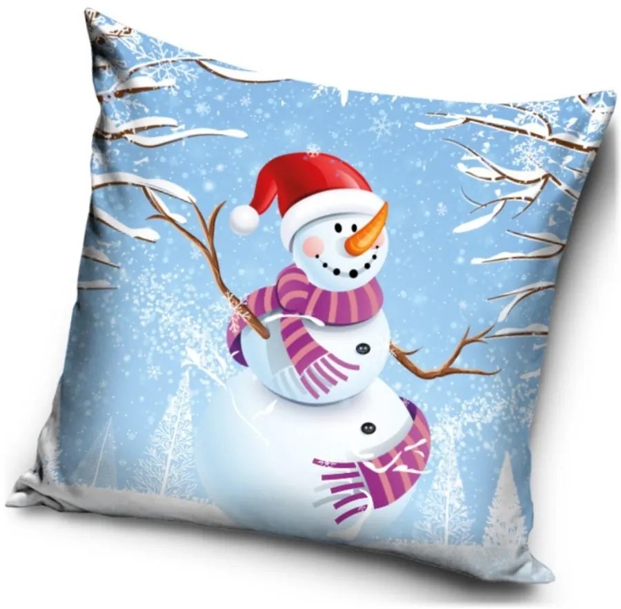Dekoračný vankúš so snehuliakom - 40 x 40 cm