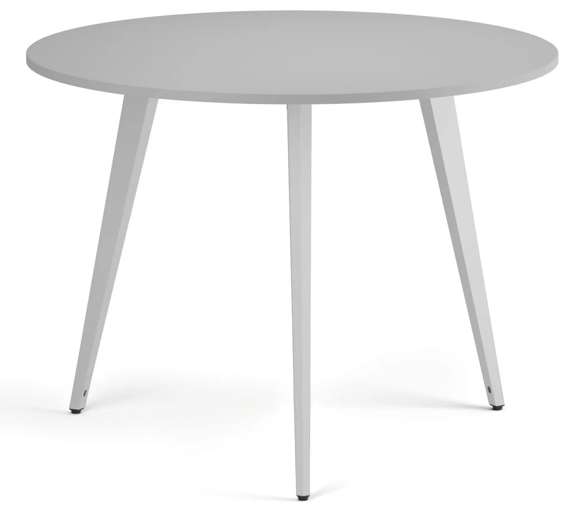 Konferenčný stôl PRIMO VIBE, priemer 100 cm, biela podnož, sivá