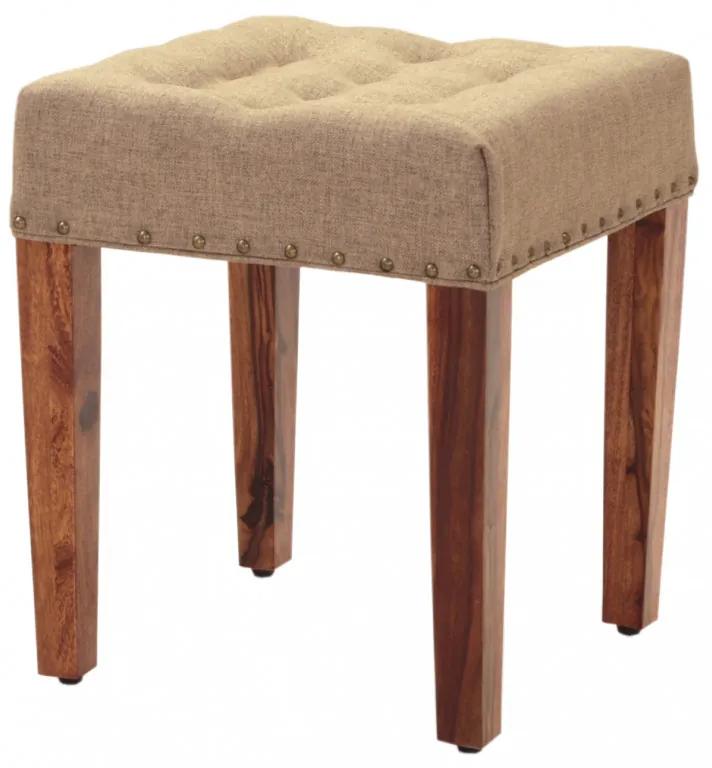 Polstrovaný taburet s poťahom 40x45x40 indický masív palisander Only stain