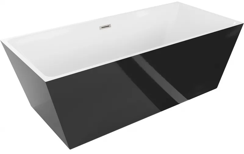 Mexen Lita, voľne stojaca vaňa 170 x 75 cm, biela-čierna, brúsená oceľ prepad, 52121707575-97