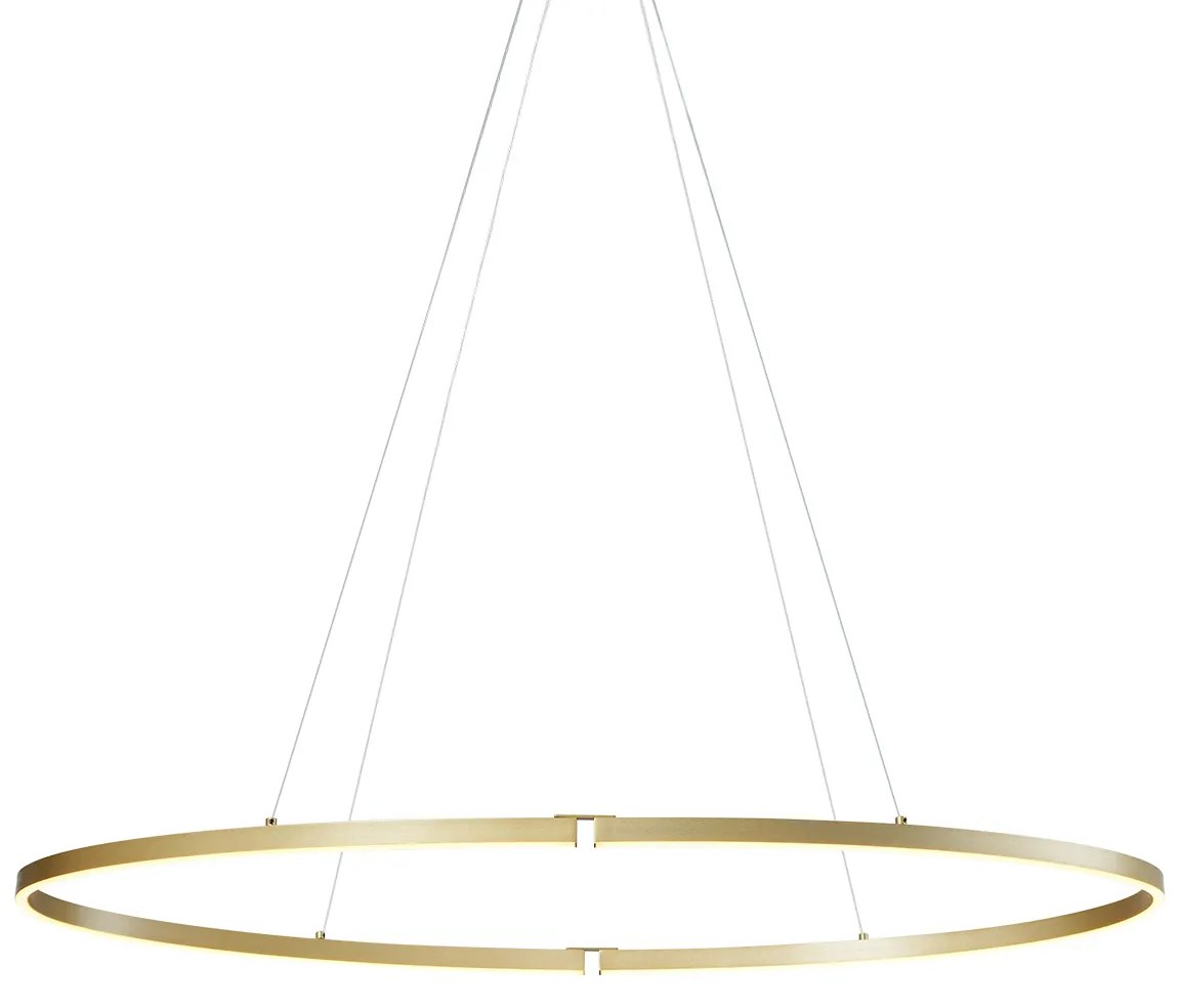 Dizajnové závesné svietidlo mosadzné 120 cm vrátane LED 3-stupňové stmievateľné - Ovallo