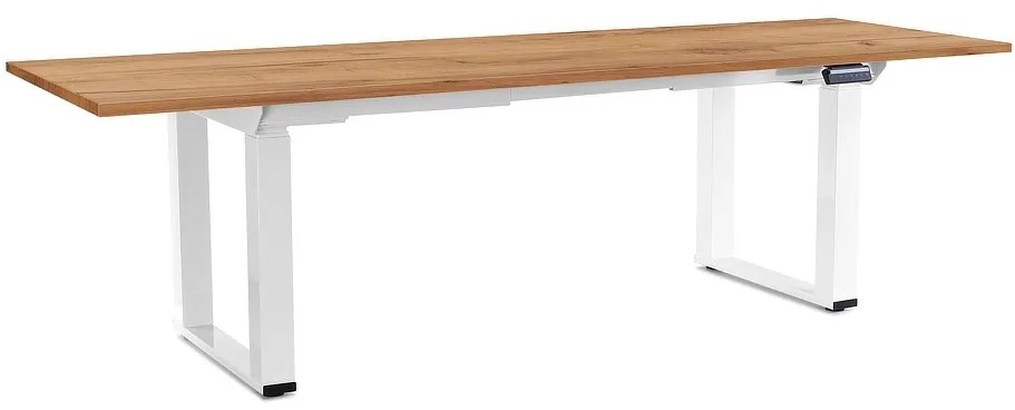 Výškovo nastaviteľný stôl OfficeTech Strong 240 x 80 cm, biela podnož, dub kraft