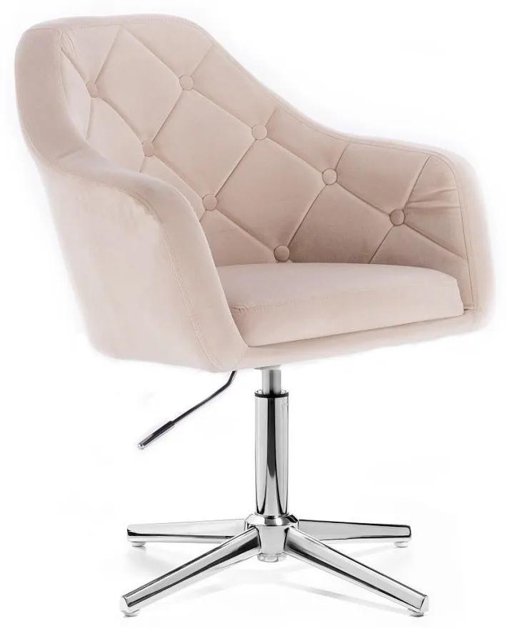 LuxuryForm DESIGN Kreslo ANDORA VELUR na striebornom kríži - krémové