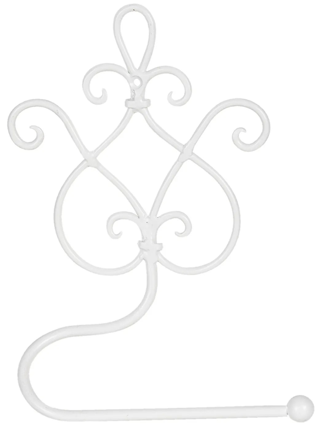 Biely kovový zdobený držiak toaletného papieru - 17 * 7 * 22 cm