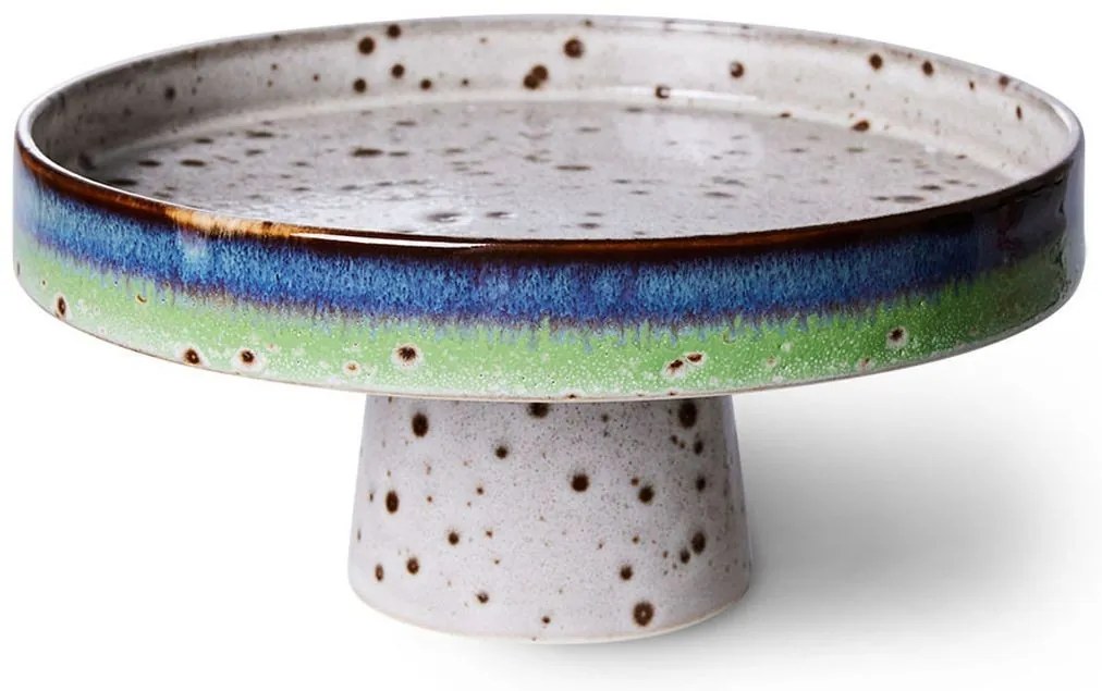 Sivý keramický podnos na nohe 70s Comet - Ø 21*10cm