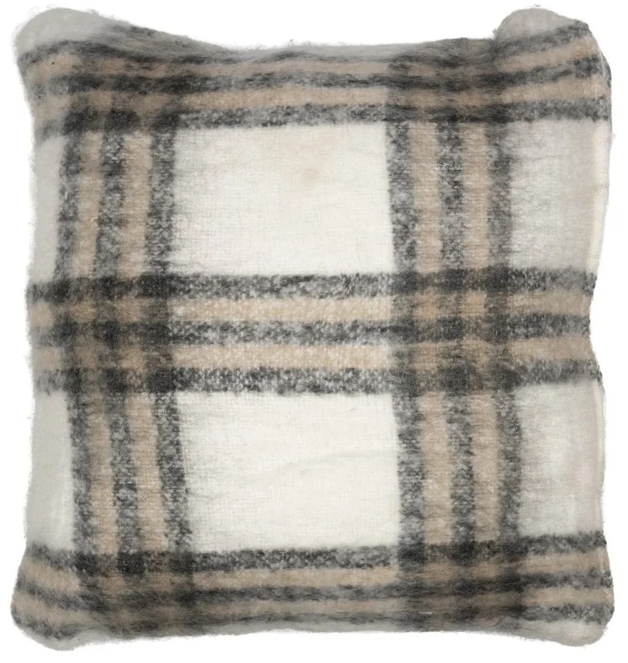 Károvaný vankúš vo vlnenom vzhľade wool look - 45*45*15cm