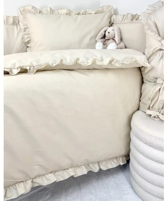 INTERMEDIC SK Posteľná obliečka do postieľky Béžová s volánikom 90x130 / 45x65 cm – 100% bavlna, jemný dizajn pre bábätko