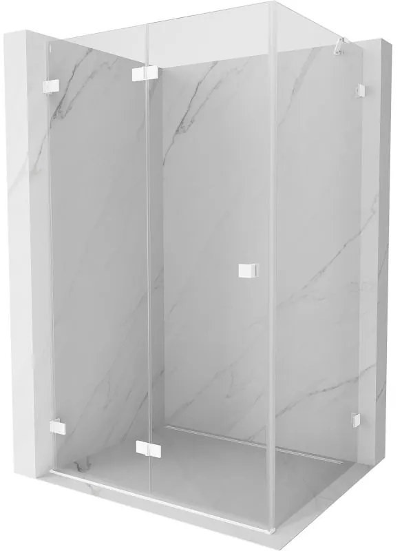 Mexen Lunar-F, skladací sprchový kút ľavý 75 x 70 cm, 8mm číre sklo, biely profil, 836-075-070-20-00-L