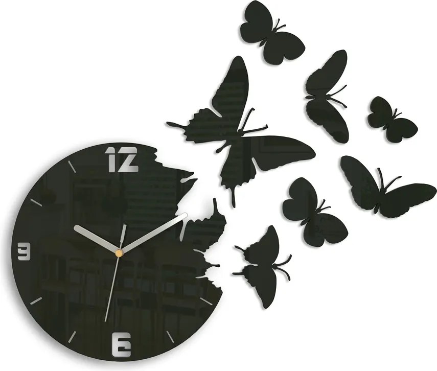 Moderné nástenné hodiny MOTÝLE WENGE wenge