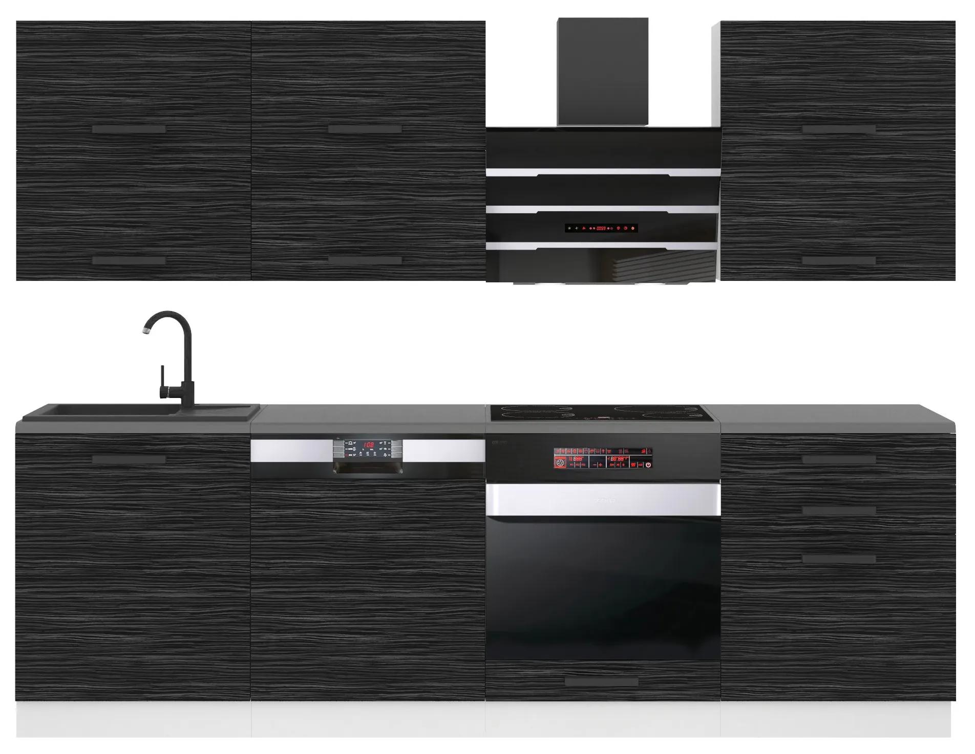 Kuchynská linka Belini Premium Full Version 240 cm eben kráľovský s pracovnou doskou MADISON