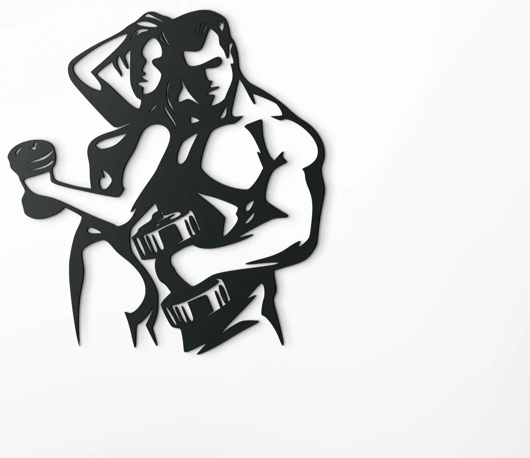 drevko Drevená nálepka Fitnes pár Rozmer obrazu: 44,5 x 41 cm, Farba dekorácie: Čierna