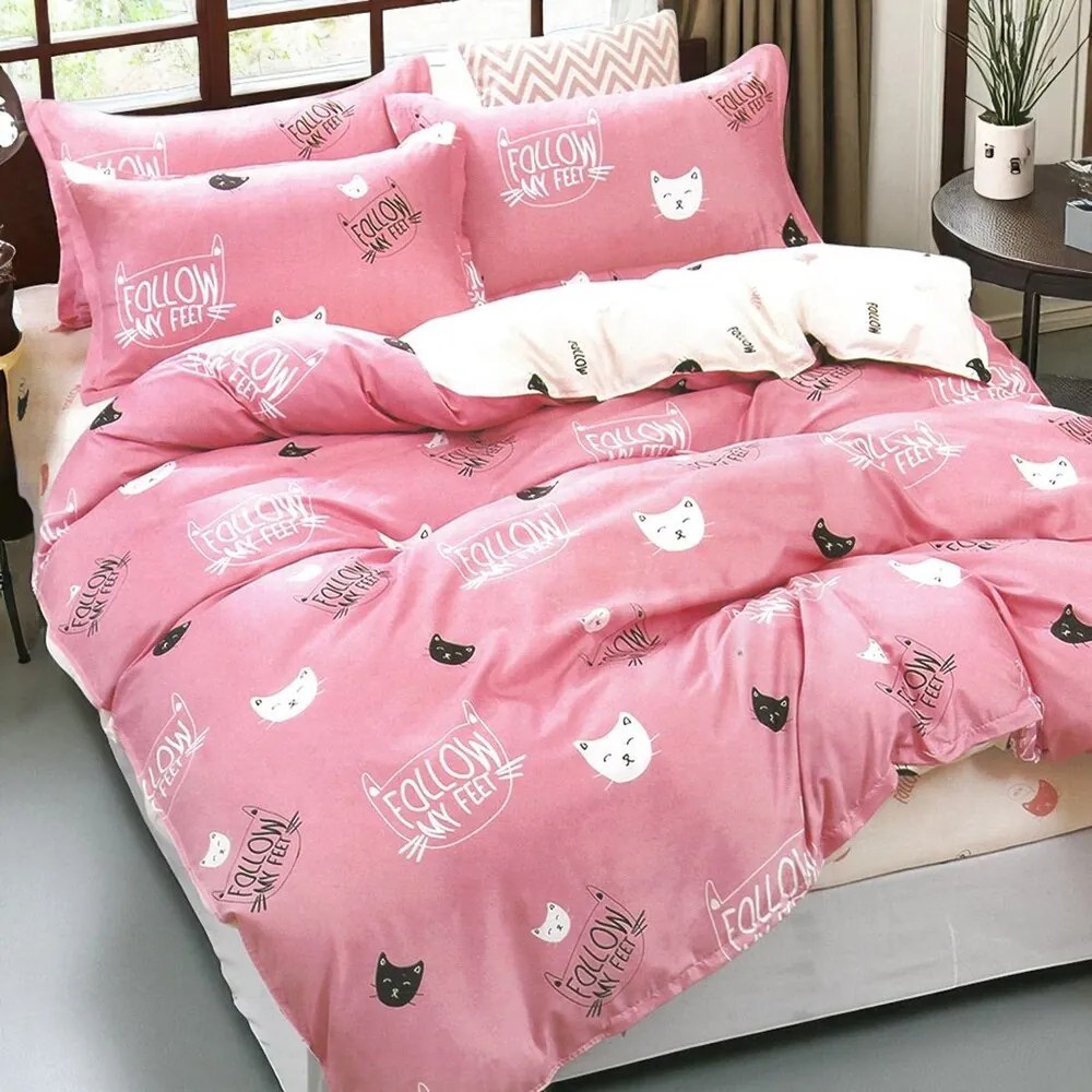 Posteľné obliečky KIDDO PINK CAT 140x200 cm