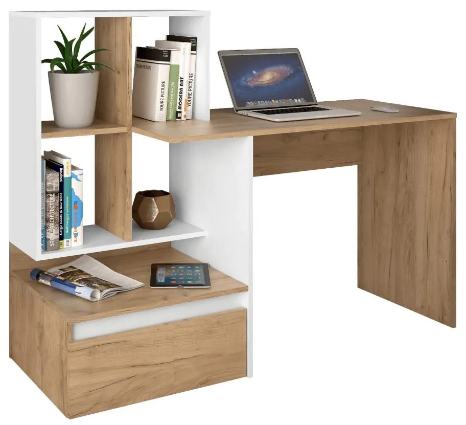 PC stolík Nacio (dub artisan + biela) . Vlastná spoľahlivá doprava až k Vám domov. 1116421