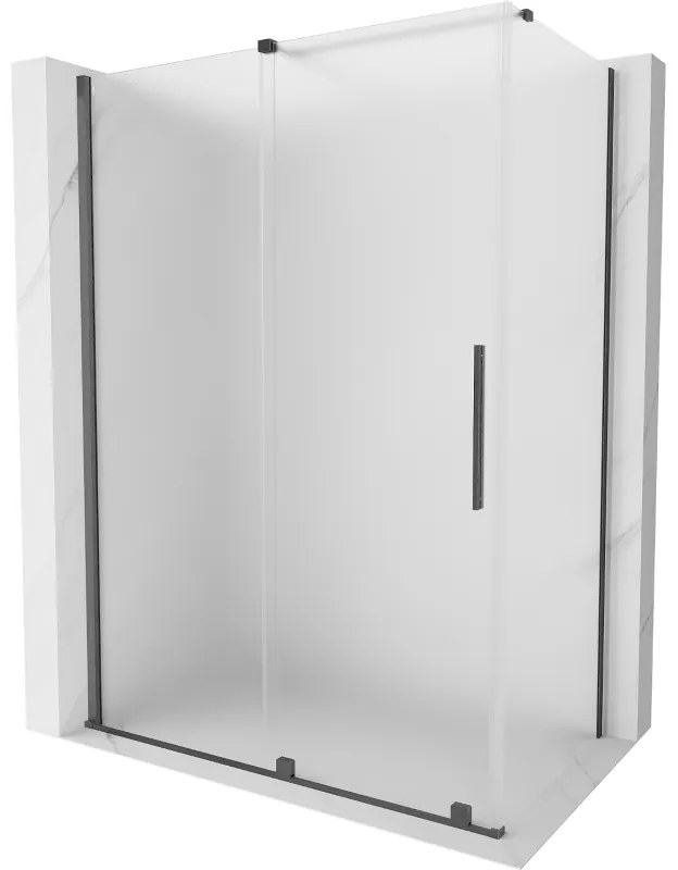Mexen Velar, sprchový kút s posuvnými dverami 130 x 75 cm, 8mm sklo námraza, grafit brúsený, 871-130-075-31-66