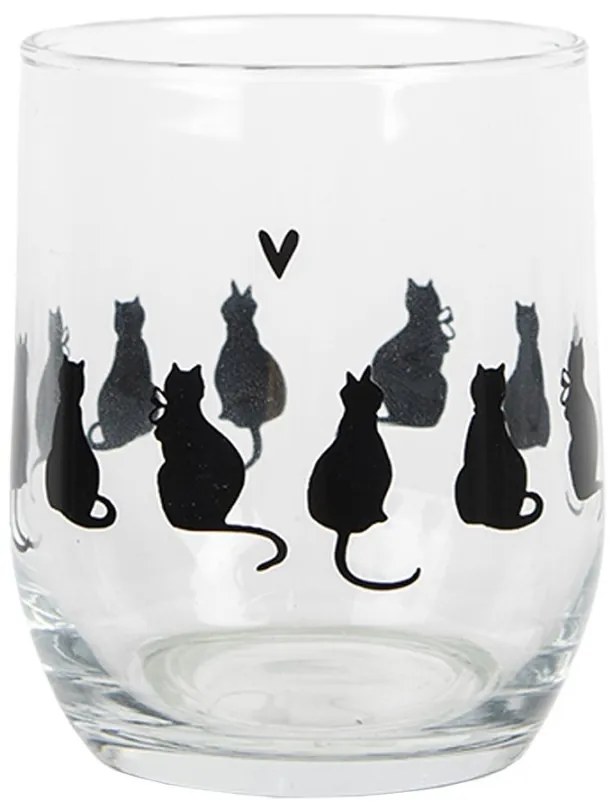 Water Glass 300 Ml Transparent Glass Cats Drinking Cup - 300 ml