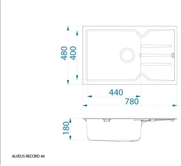ALVEUS CZ RECORD 40 G 91 černá (780x480mm)+ jedn. sifon F