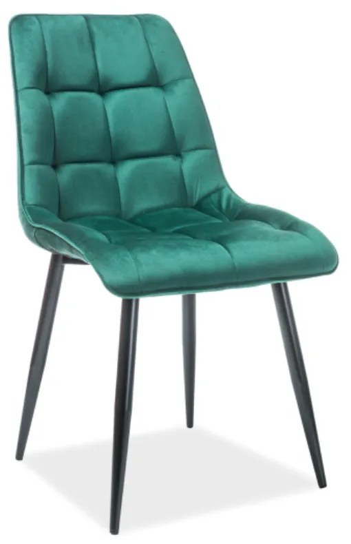 Jedálenská stolička Chic Velvet, zelená / čierna