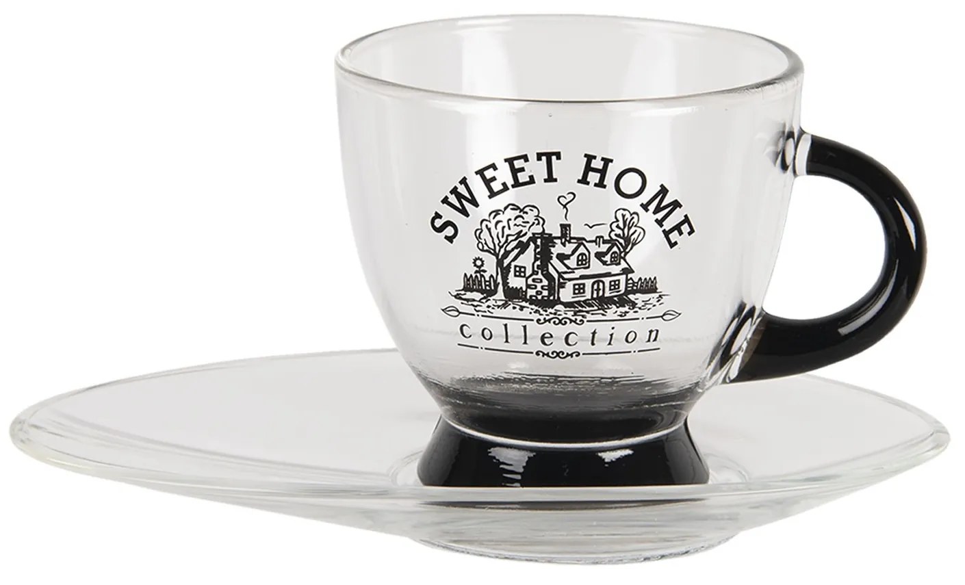 Šálka a podšálka Sweet home s čiernym uchom - 230ml