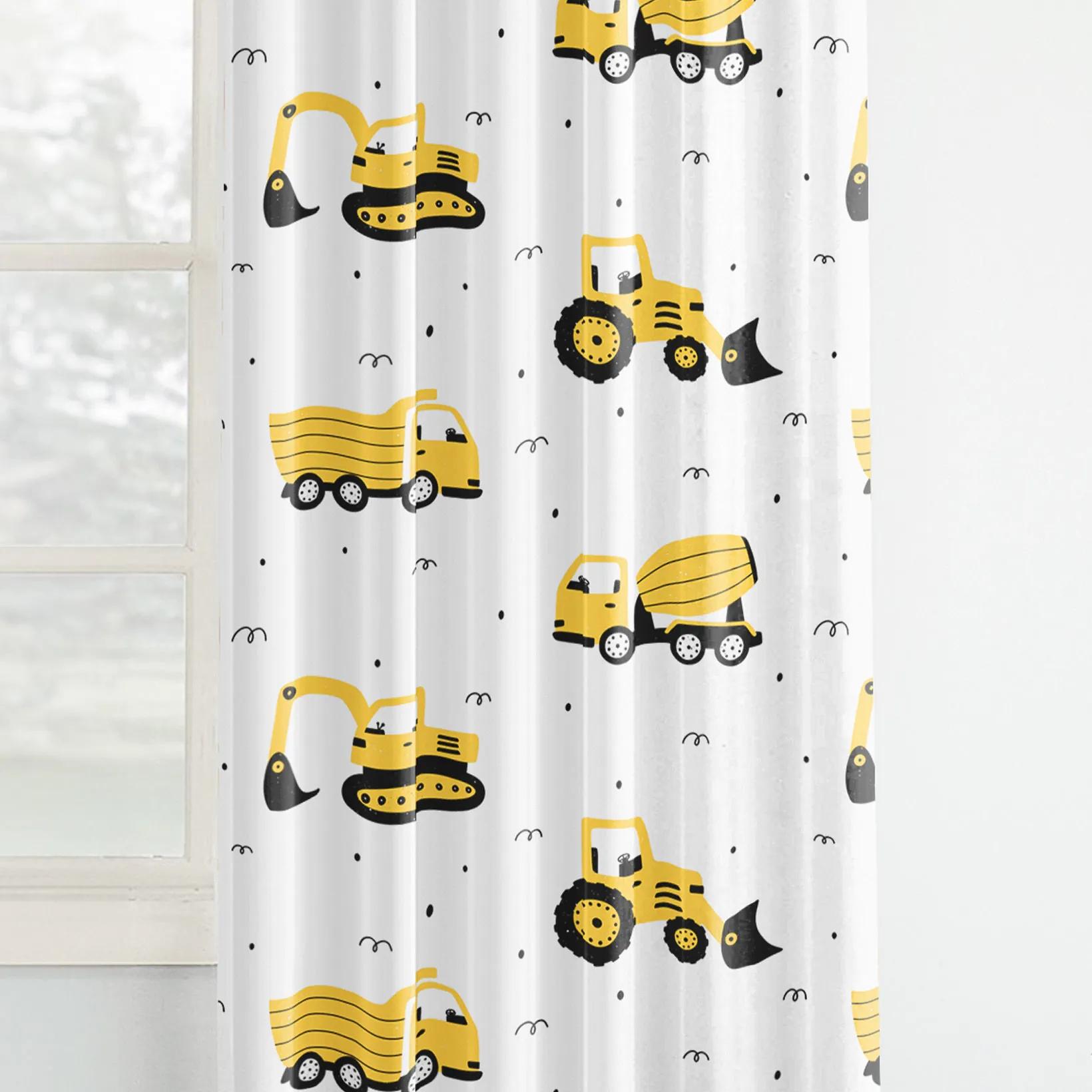 Goldea detský bavlnený záves - bagre a stavebné autá 160x150 cm