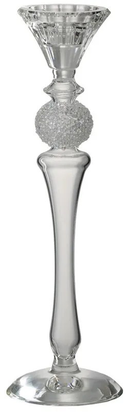 Stredne veľký transparentný sklenený svietnik na úzku sviečku - Ø 8,5 * 28 cm