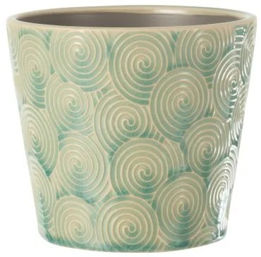 Tyrkysový vzorovaný obal na kvetináč Spiral L - Ø17*15 cm