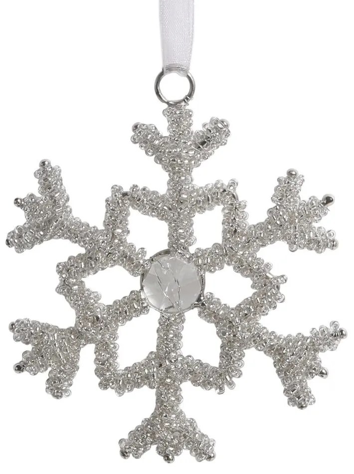 Champagne antik závesná dekorácia snehová vločka Snowflake - 9 cm