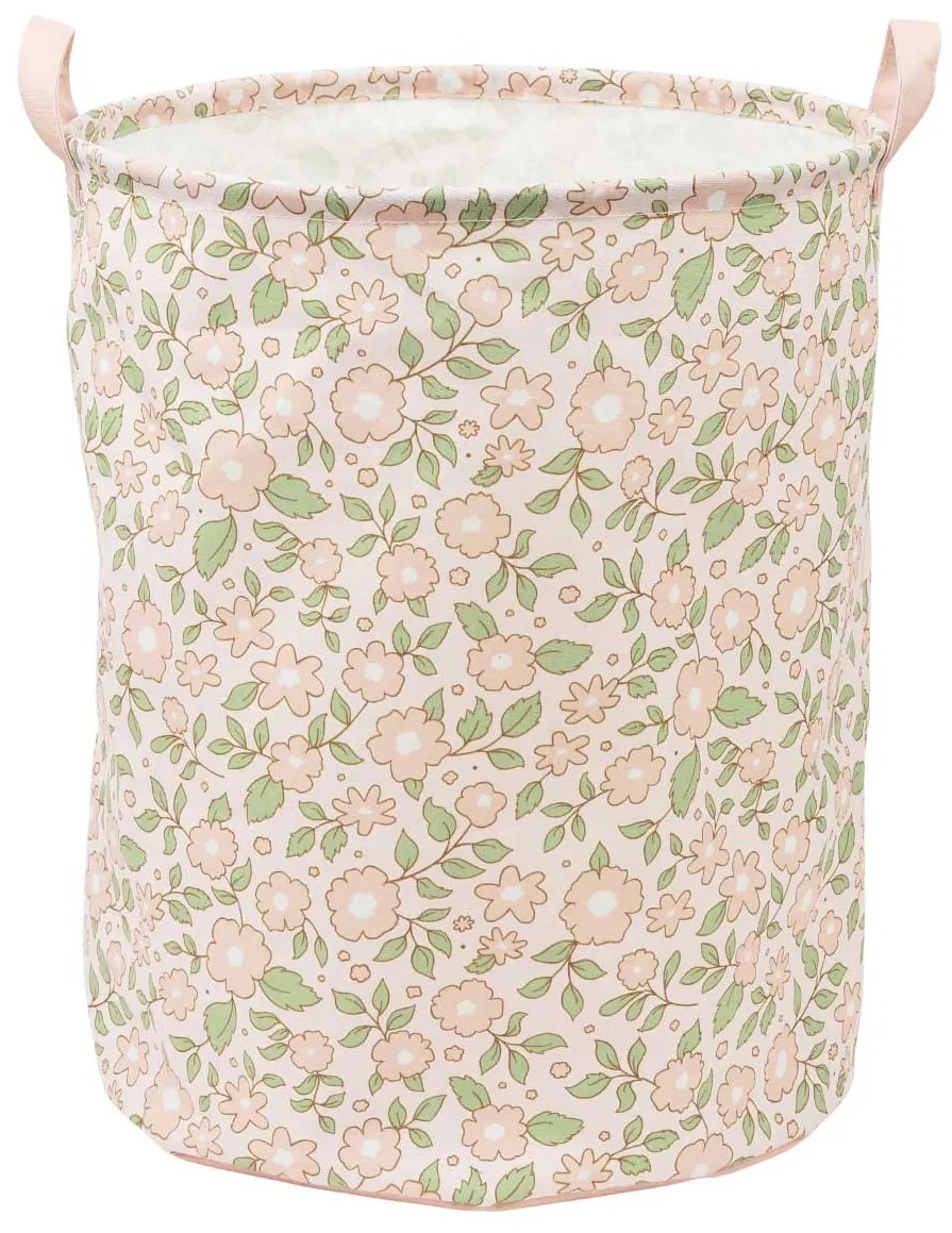 A Little Lovely Company - úložný kôš na hračky - kvetiny na ružovej