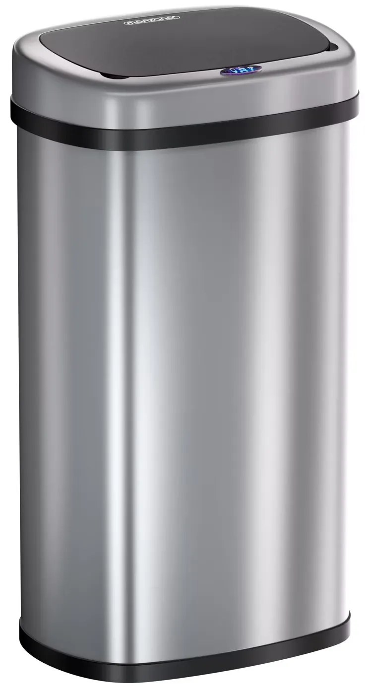 InternetovaZahrada Bezdotykový hranatý odpadkový kôš s USB 58 L - strieborný