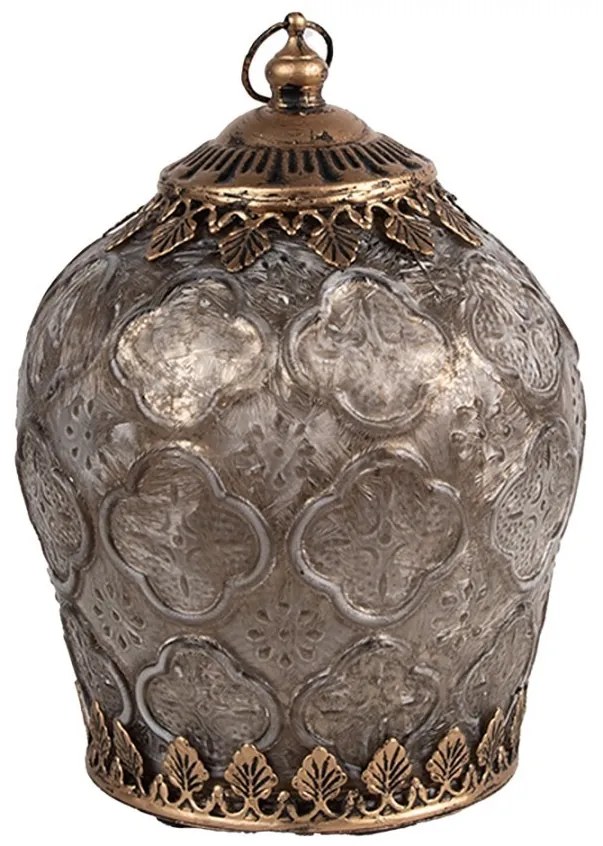 Hnedá sklenená svietiaca LED lampáš Balli - Ø 13*18 cm Hnedá sklenená svietiaca LED lampáš Balli - Ø 13*18 cm