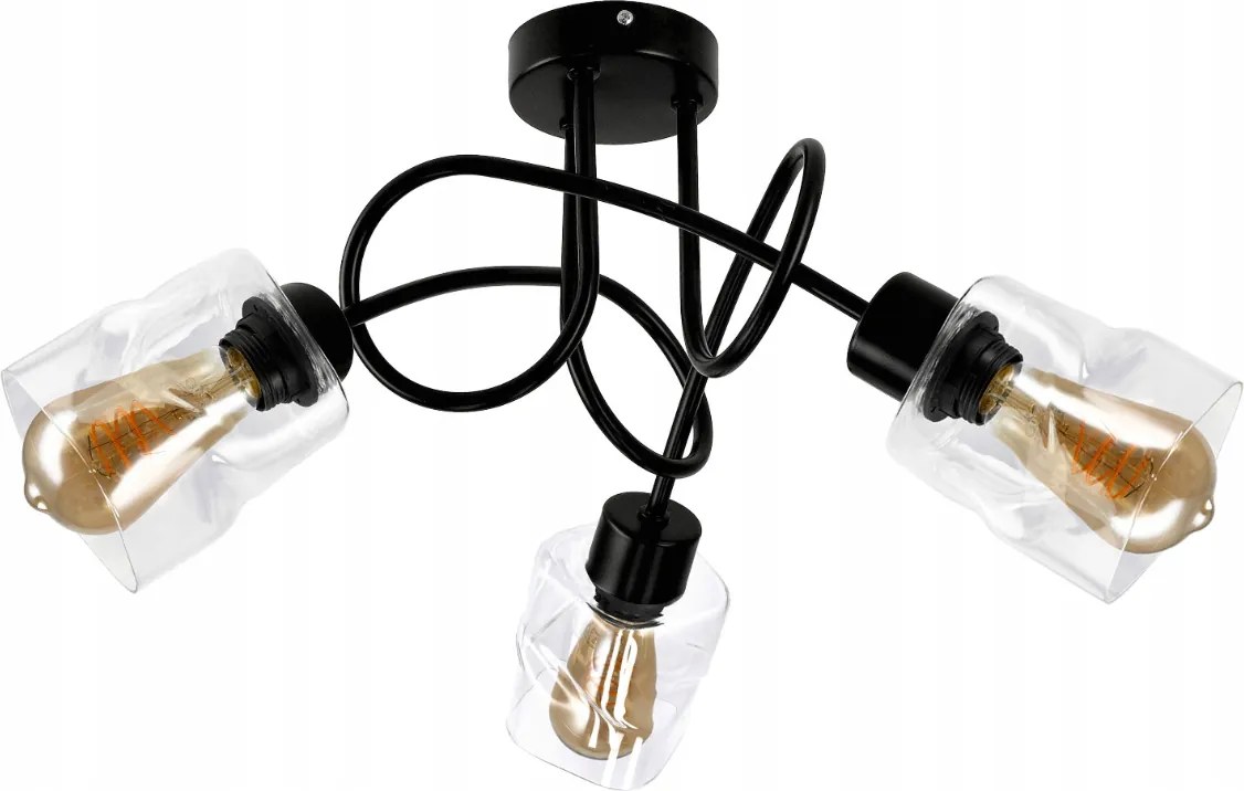 BERGE LED luster stropné svietidlo 3xE27, skladací sklenený štvorec, priehľadné