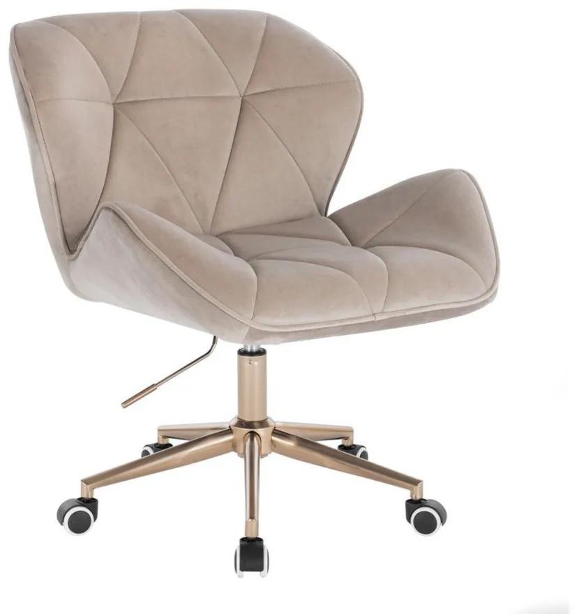LuxuryForm DESIGN Stolička MILANO VELUR na zlatej podstave s kolieskami - latte