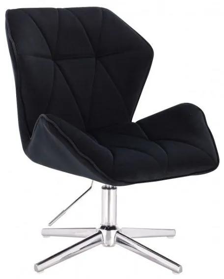 LuxuryForm DESIGN Stolička MILANO MAX VELUR na striebornom kríži - čierna