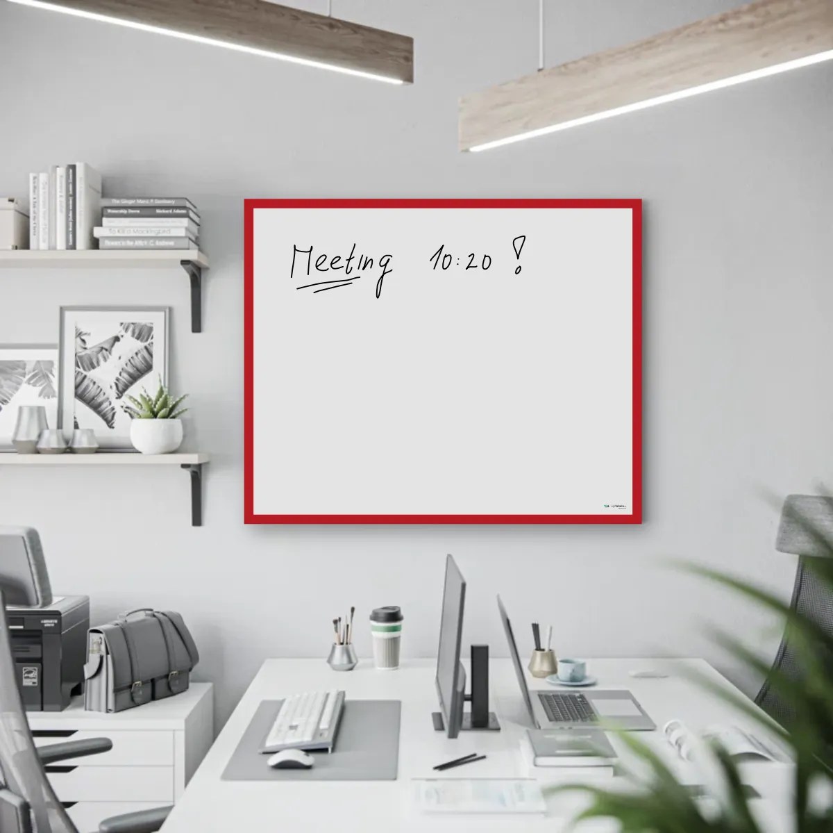 Toptabule.sk Biela magnetická tabuľa v červenom drevenom ráme 200x100 cm