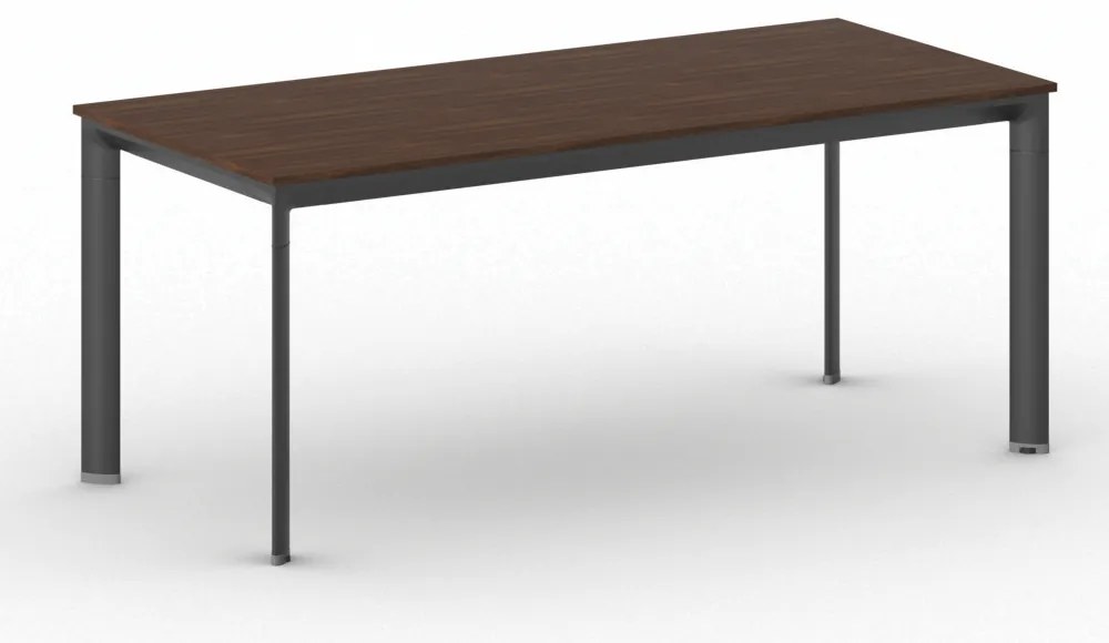 Rokovací kancelársky stôl PRIMO INVITATION, 180x80 cm, čierna podnož, orech