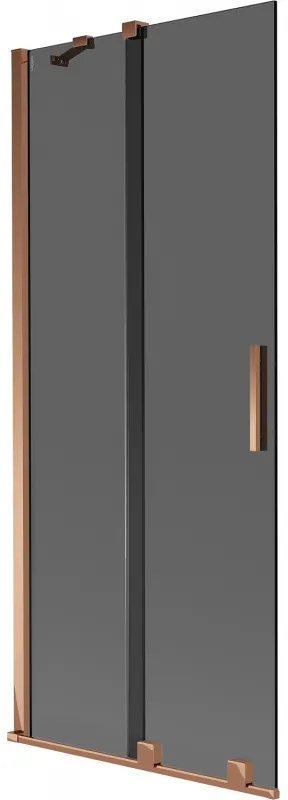 Mexen Velar, 2-krídlová posuvná vaňová zástena 80 x 150 cm, 8mm šedé sklo, ružové zlato, 896-080-000-41-60