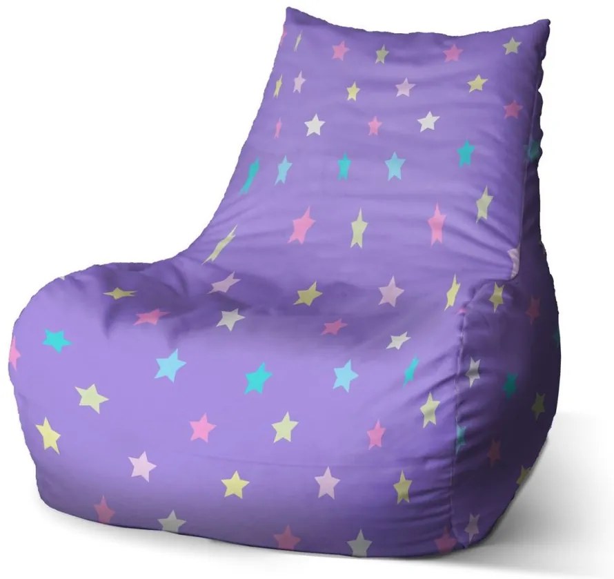 Sedací vak Bean hviezdy na fialovej, fialová
