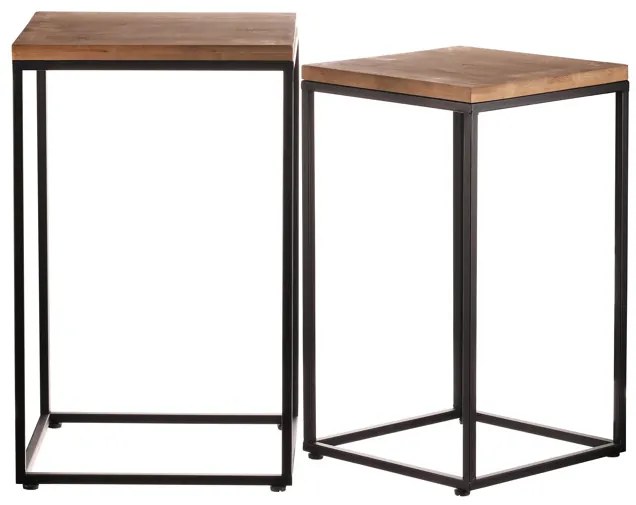 BONTEC Stojan na kvety - kov, drevená doska, cena za sadu 2 ks Farba: Prírodné