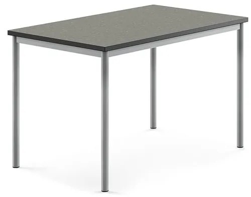 Stôl SONITUS, 1200x800x760 mm, linoleum - tmavošedá, strieborná