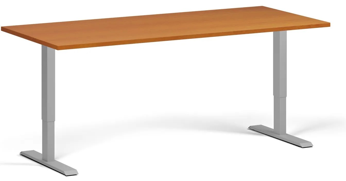 Výškovo nastaviteľný stôl, 180x80 cm, 1 motor, sivá podnož, čerešňa
