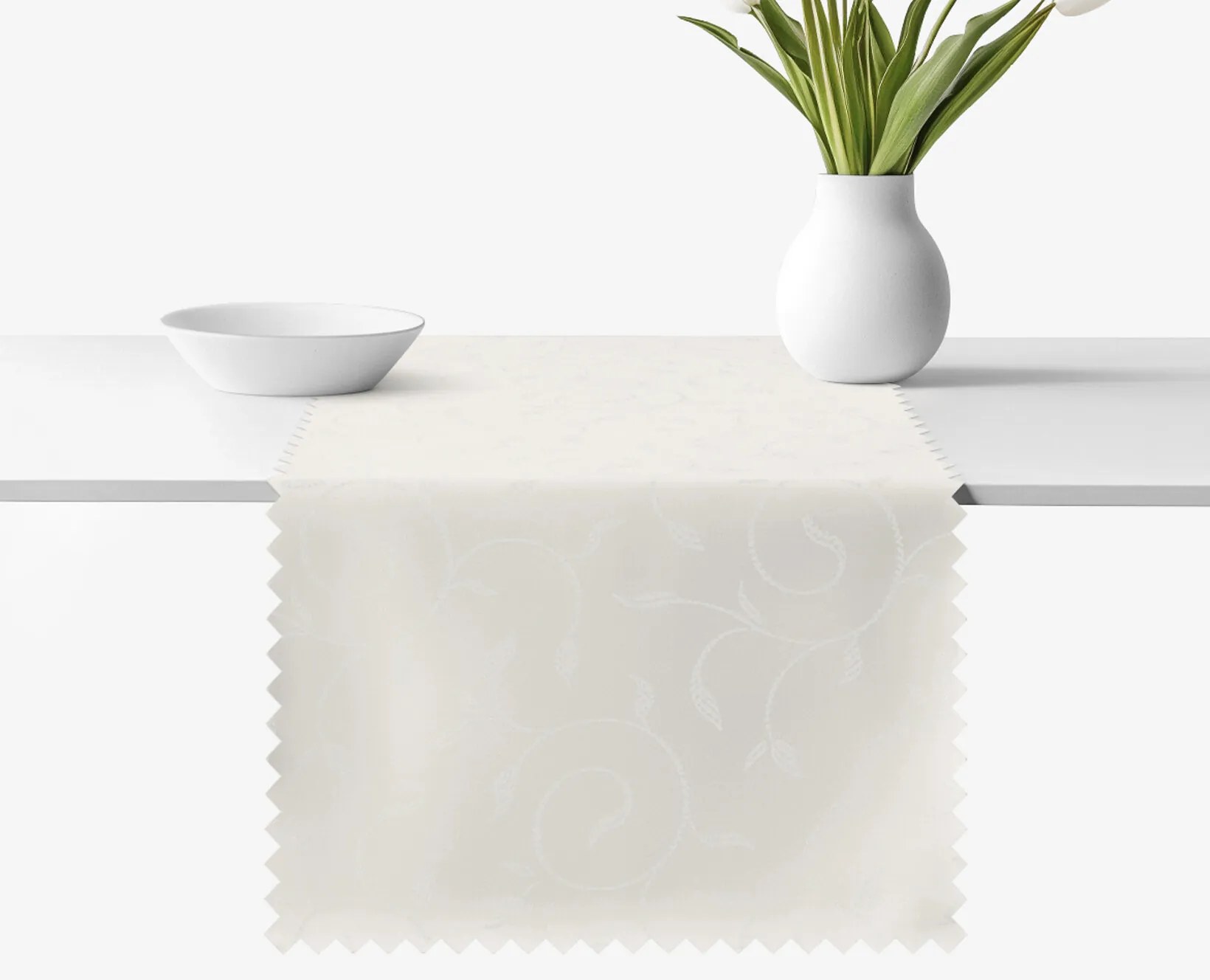 Goldea sviatočný behúň na stôl teflónový - smotanový s veľkými ornamentmi 20x140 cm