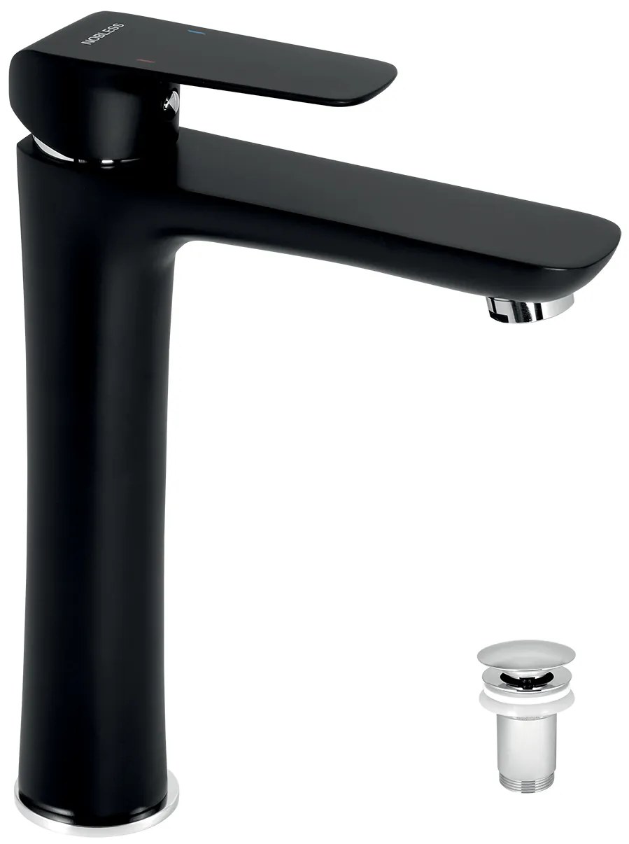 Novaservis Tina, Vysoká umývadlová batéria s odpadovou súpravou čierna, 38503,5