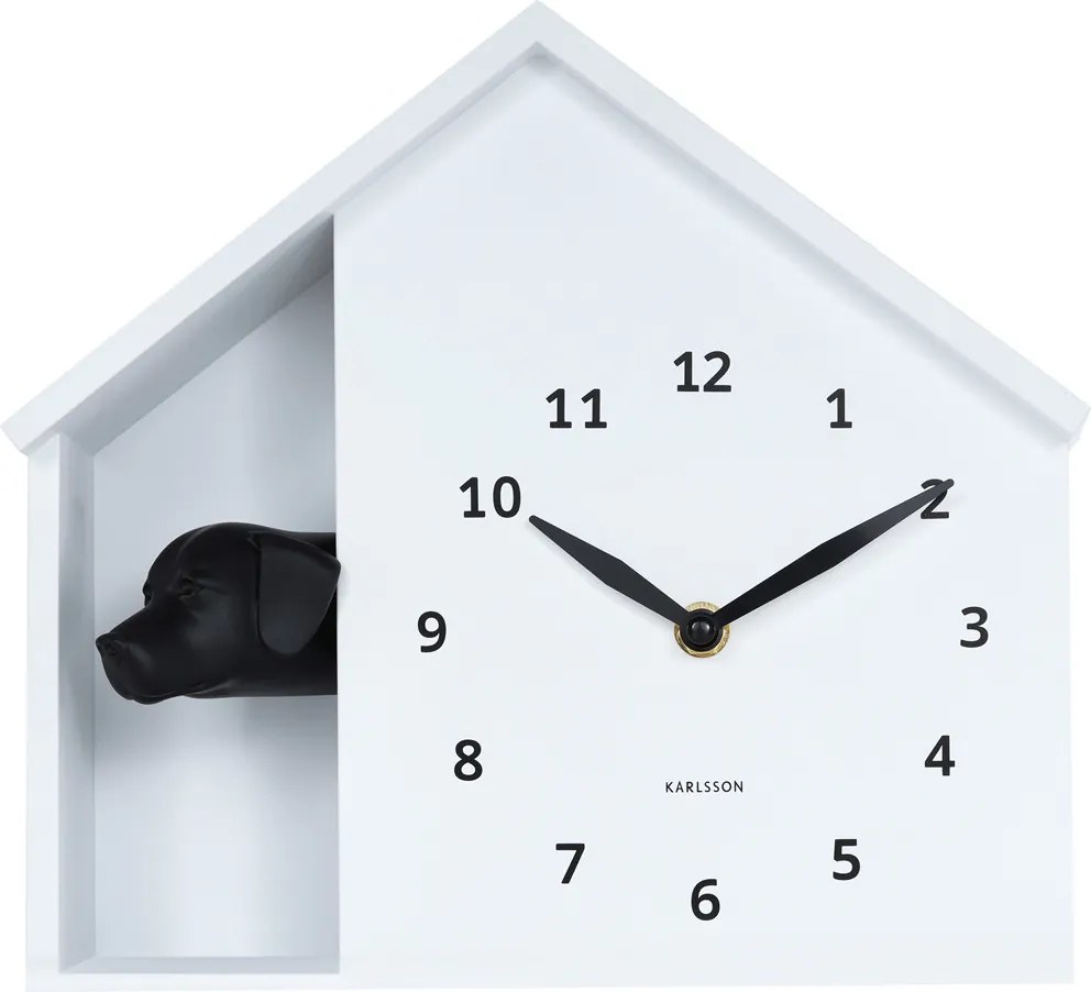 Nástenné hodiny Peeking Doggy Karlsson KA6097WH, 25cm