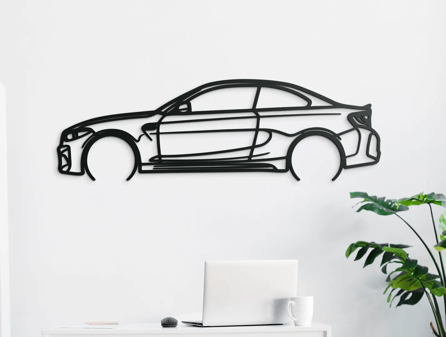 drevko Drevená nálepka na stenu BMW M2 Rozmer obrazu: 27 x 86 cm, Farba dekorácie: Čierna