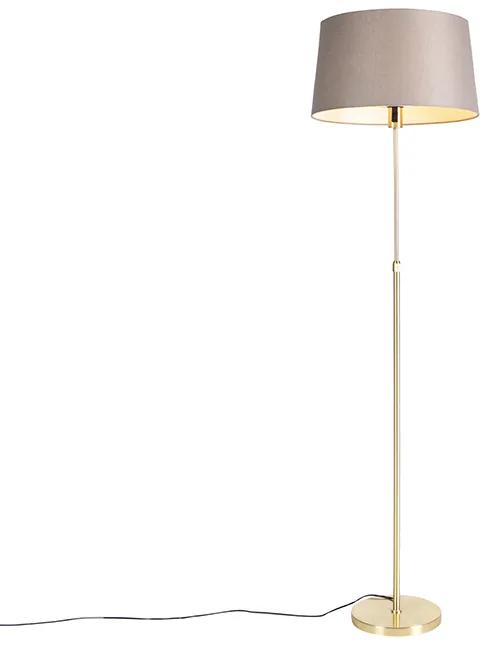 Stojaca lampa zlatá/mosadzná s tienidlom z ľanu taupe 45 cm - Parte