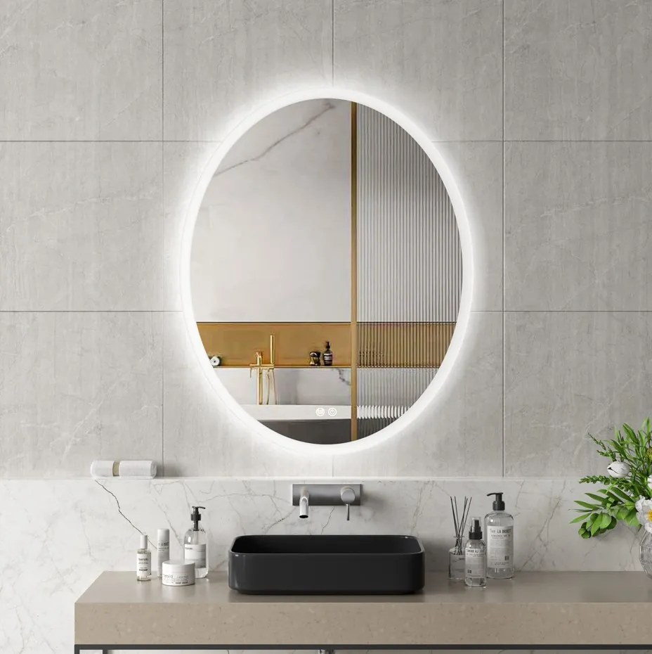 Erga Paola, oválne LED zrkadlo 80x100cm, 2645 lm, 3 farby svetla, predné a zadné osvetlenie, ERG-V01-302-1080-00