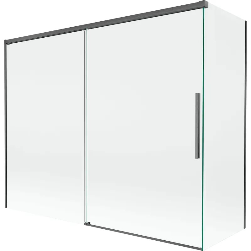 Mexen Rox, 2-krídlová posuvná vaňová zástena 190 + 80 x 150 cm, 8mm číre sklo, brúsený grafit profil, 8C9-190-080-66-00