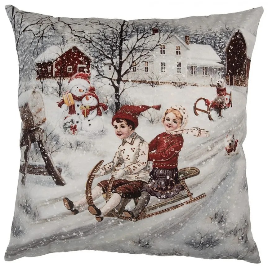 Obliečka na vankúš s deťmi na sánkach Christmas - 45*45 cm