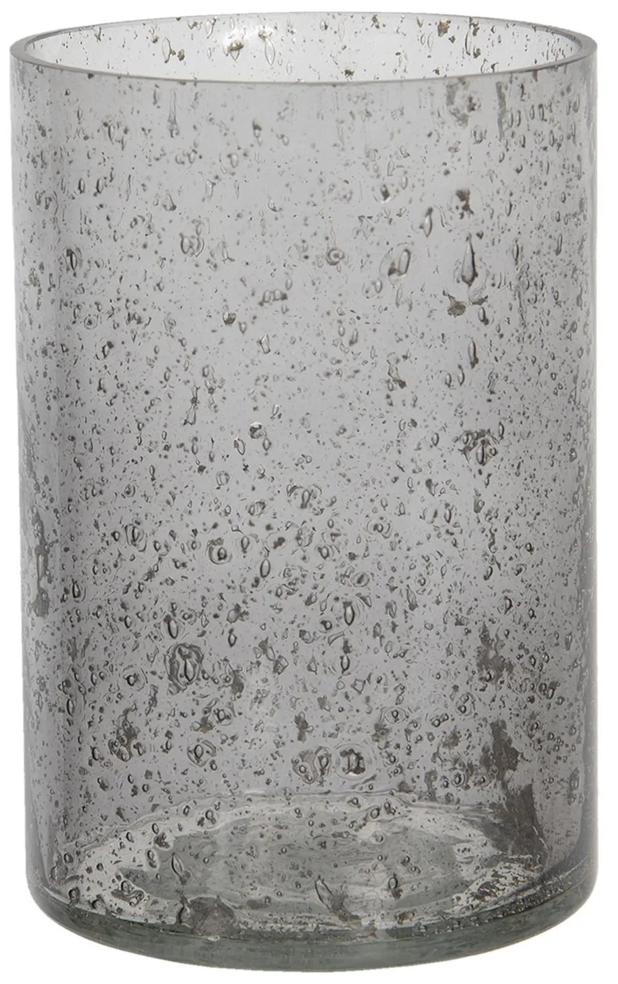 Šedý sklenený svietnik na čajovú sviečku Nolace - Ø 10*15 cm