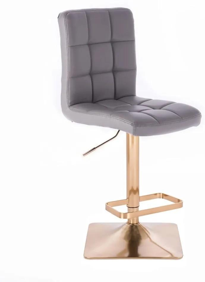 LuxuryForm DESIGN Barová stolička TOLEDO na zlatej hranatej podstave - šedá